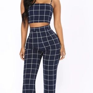 Line By Line Pant Set Navy/White